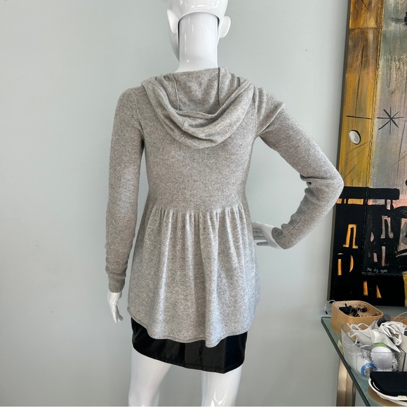 Rebecca Taylor Silk & Cashmere Peplum Cardigan With Tie-Hoodie - Picture 8 of 14